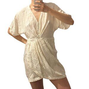 Yumi Kim Cream 100% Silk Floral Mini Dress Size Small